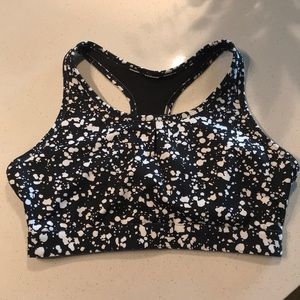 Fabletics Black and White Padded Sports Bra